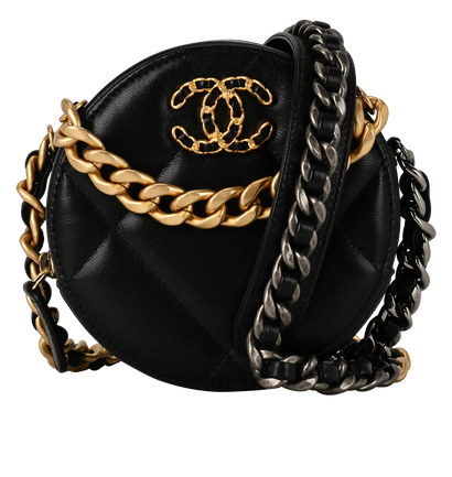 19 Round Clutch, £1,950, Handbags, Black, Lambskin Leather, Front view